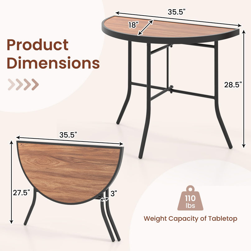 Giantex Half Round Folding Table Half Moon Dining Table