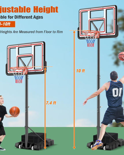 Giantex Portable Basketball Hoop Outdoor - 7.4-10 FT Height Adjustable Basketball Goal System