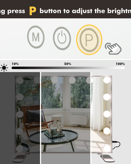 CHARMAID Vanity Mirror with Lights - 14 Dimmable LED Bulbs, 3 Lighting Colors, Touch Control