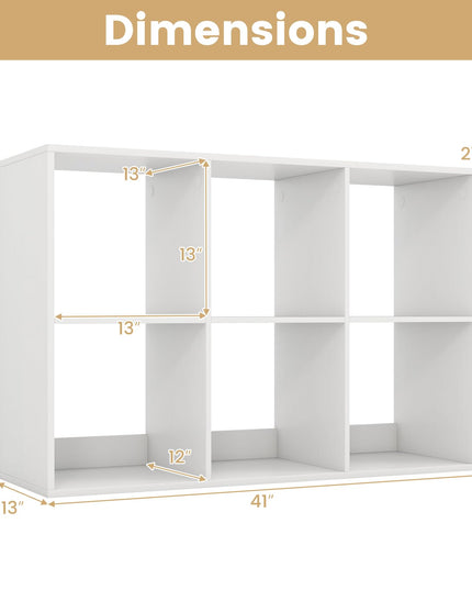 Giantex 6-Cube Bookcase, White Cubby Bookshelf w/Back Guardrail & Anti-Tipping Kits