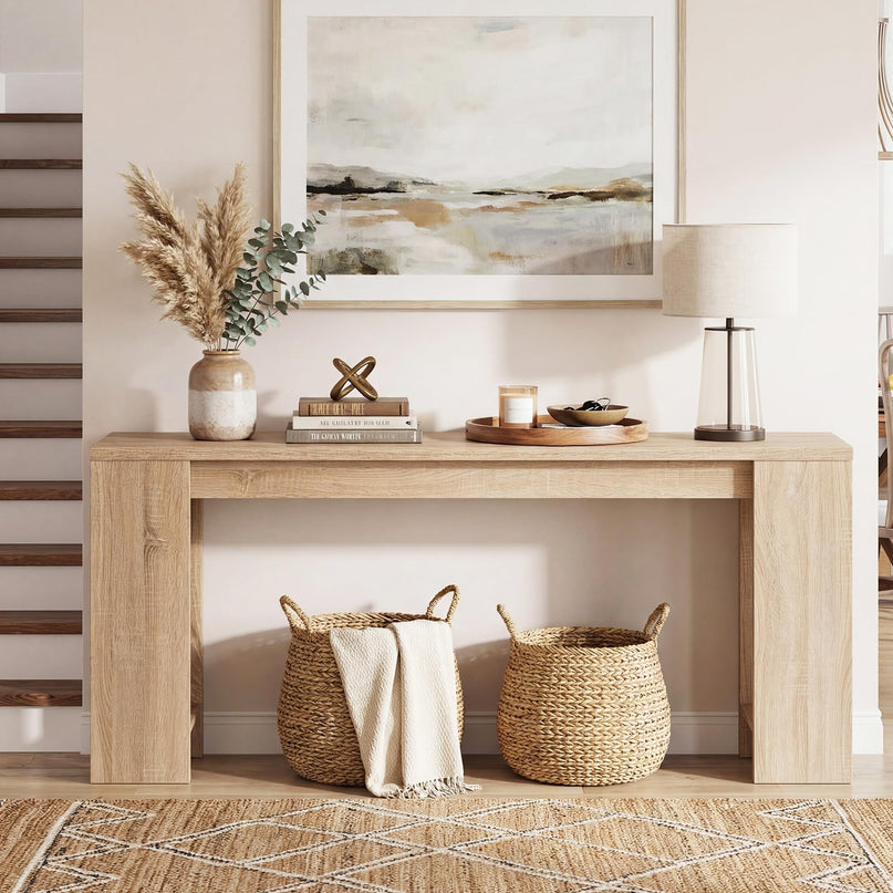 Giantex 71" Farmhouse Console Table Narrow Long Entryway Table Behind Couch