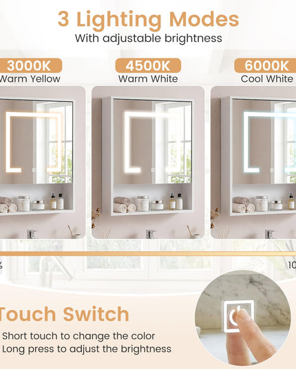 Giantex 24"x18" Medicine Cabinet with Mirror and Lights