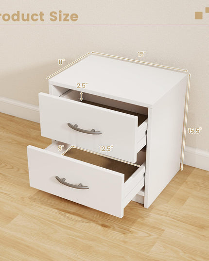 Giantex Nightstand with 2 Drawers, Modern Night Stand with Storage Drawers, Compact Floor Sofa Side Table for Small Spaces