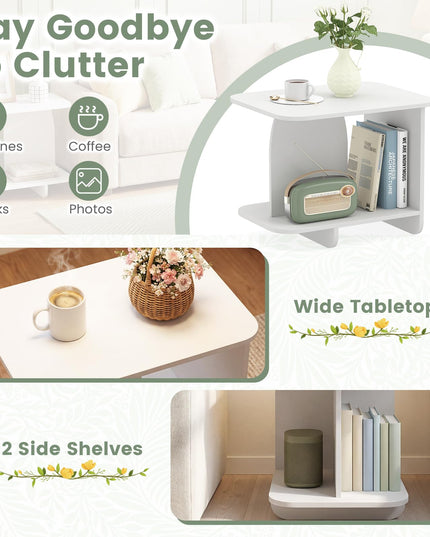 Giantex 2-Tier End Table with Open Storage Shelf