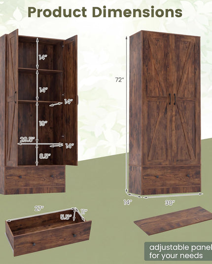 Giantex 72" Tall Kitchen Pantry Cabinet for Dining Room Living Room Bathroom