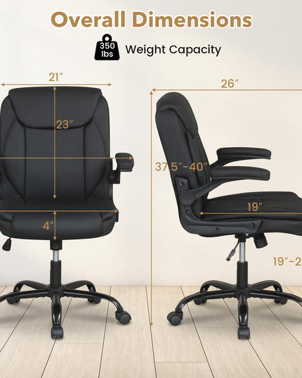 Giantex Leather Office Chair with Flip-up Arms for Home Office