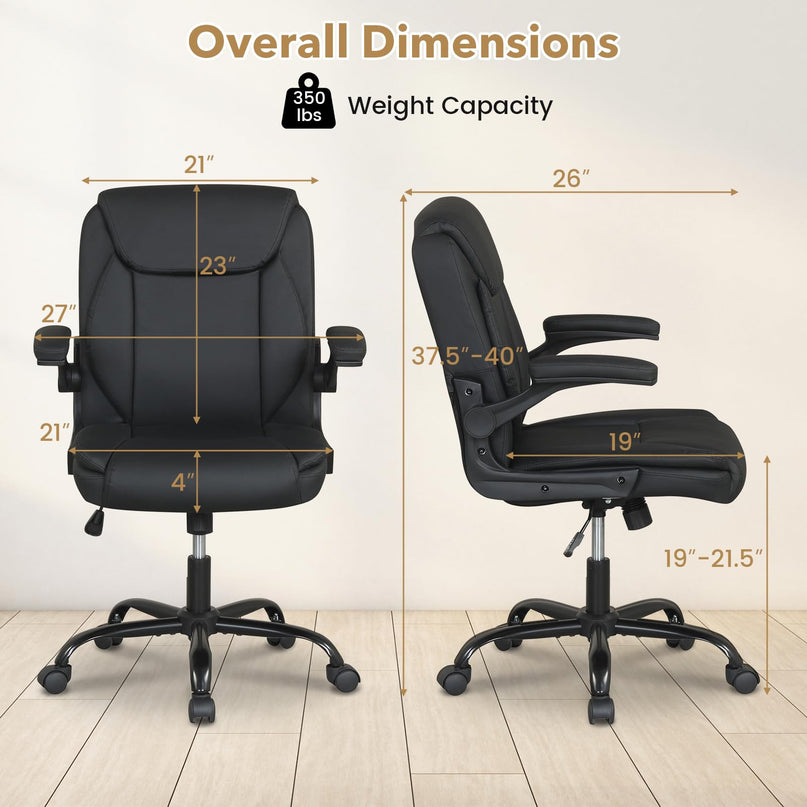 Chaise de bureau Giantex en cuir avec accoudoirs relevables pour bureau à domicile