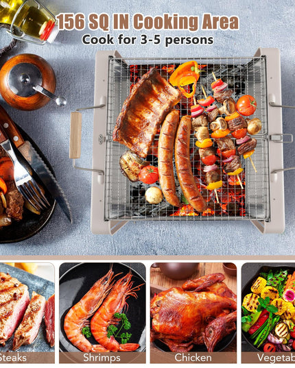 Giantex Portable Charcoal Grill - 15" Small Barbecue Grill, Folding BBQ Grill with Removable Grill Grids & Charcoal Box