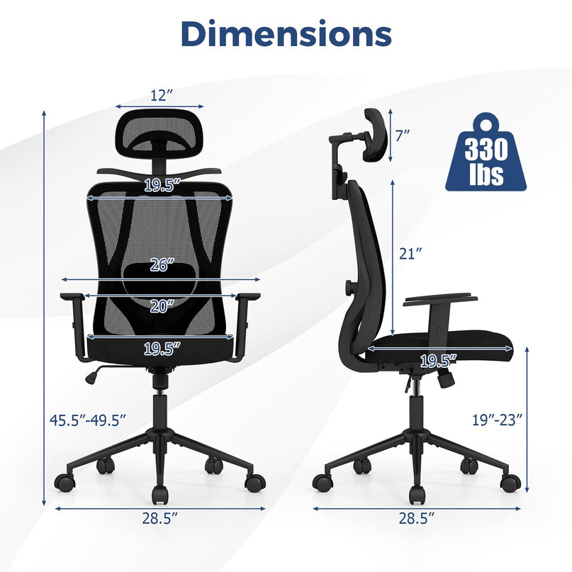 Giantex Ergonomic Desk Chair with 3D Headrest for Home Office