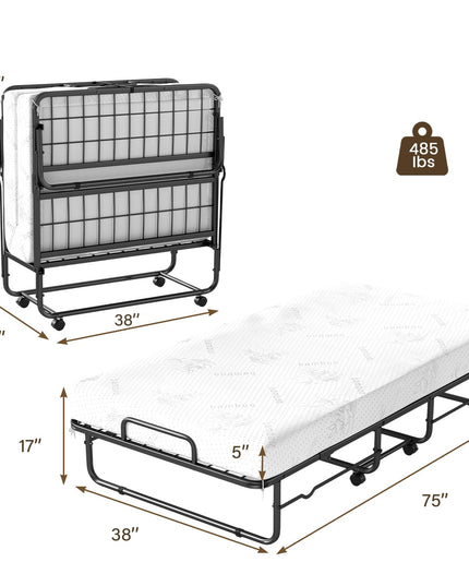 Giantex 75" x 38" Twin Size Foldable Guest Bed w/Sturdy Fold Up Metal Frame