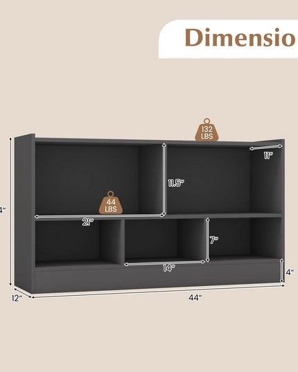 Giantex 5-Cube Bookcase, Freestanding 3-Tier Bookshelf with Spacious Top & Raised Base
