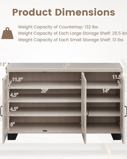 Giantex 45" Farmhouse Sideboard Buffet Cabinet with 3 Doors
