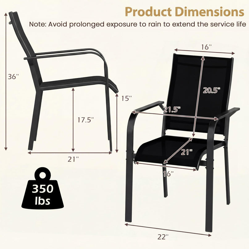 Giantex Patio Chairs Set of 2/4/6 Stackable Outdoor Dining Chairs
