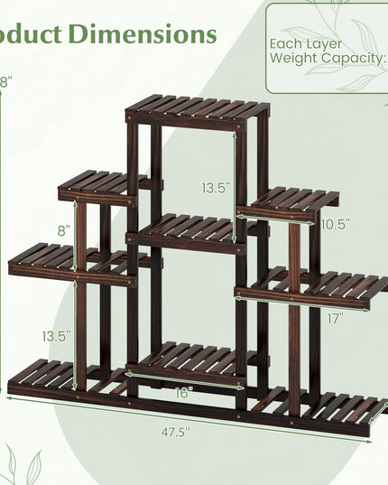 Giantex Plant Stand Indoor & Outdoor 6 Tier Wood Flower Pot Stand