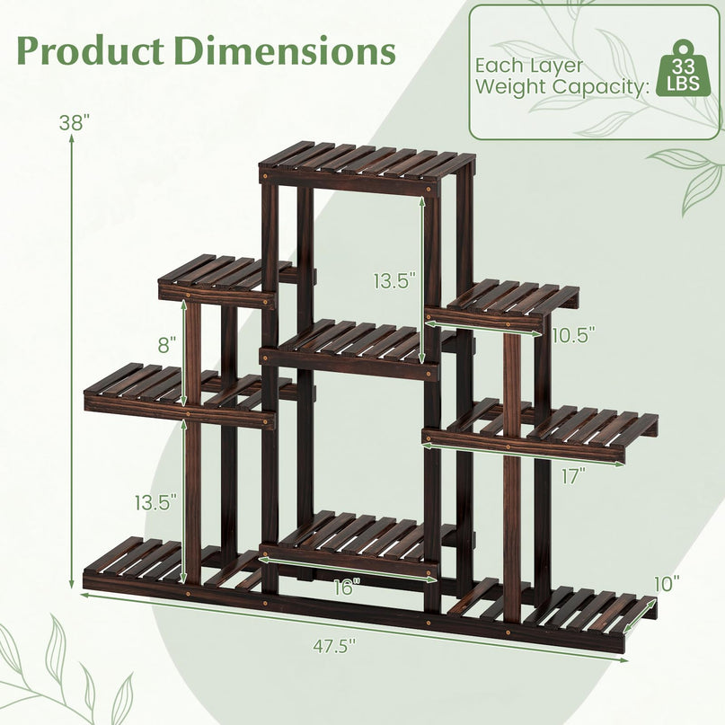 Giantex Plant Stand Indoor & Outdoor 6 Tier Wood Flower Pot Stand