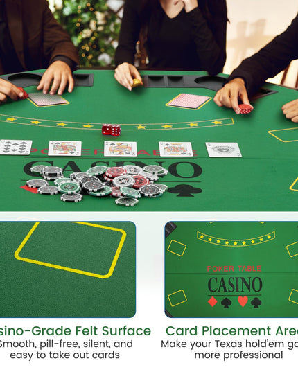 Giantex 48" Poker Table Top, 8 Player Foldable Texas Holdem Poker Mat Layout w/Carrying Bag