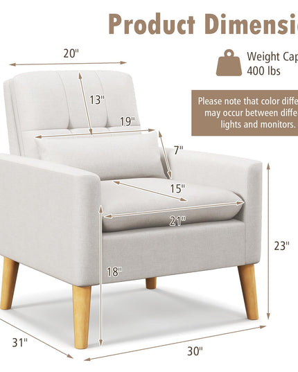 Giantex Modern Accent Chair, Mid-Century Linen Fabric Armchair