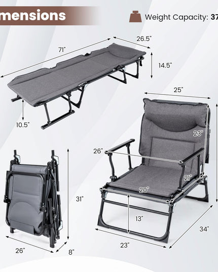 Giantex Folding Patio Lounge Chair with 6 Backrest Positions