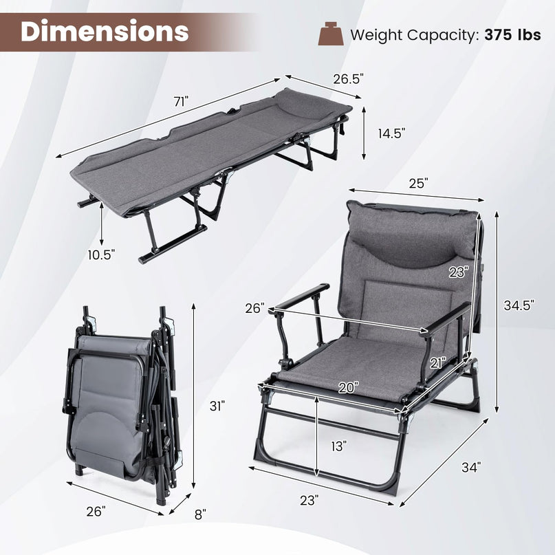 Chaise longue pliante de patio Giantex avec 6 positions de dossier