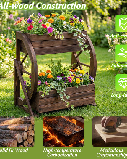 Jardinière de jardin à 2 niveaux Giantex avec trous de drainage pour fleurs, herbes et légumes