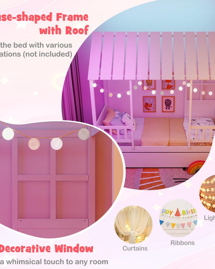 Giantex Twin House Bed with Trundle Bed Twin