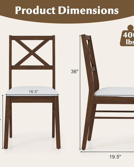 Giantex Wooden Dining Chairs Set of 2/4, Upholstered Kitchen Chairs w/Cross Back & Padded Seat
