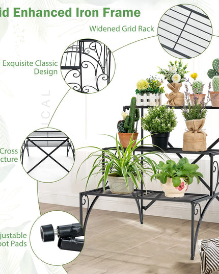 Giantex 3 Tier Metal Plant Stand for Outdoor Porch Garden Patio Balcony