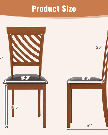 Giantex Dining Chair, Faux Leather Upholstered Kitchen Chairs w/Rubber Wood Legs & Ergonomic Back