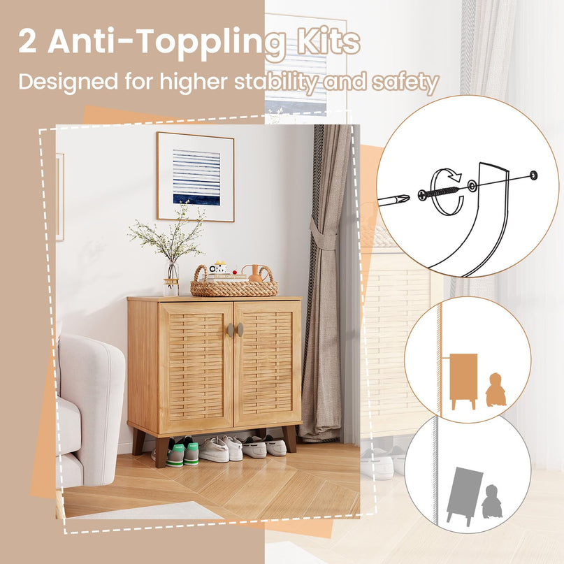 Giantex 4-Tier Shoe Cabinet with 2 Doors & 3 Removable Shelves
