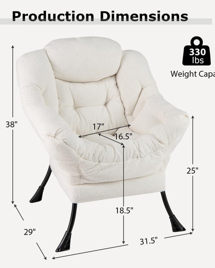 Giantex Set of 1/2 Lazy Chairs, Modern Sherpa Accent Chair w/Upholstered Single Sofa Chair w/Armrests & Side Pocket