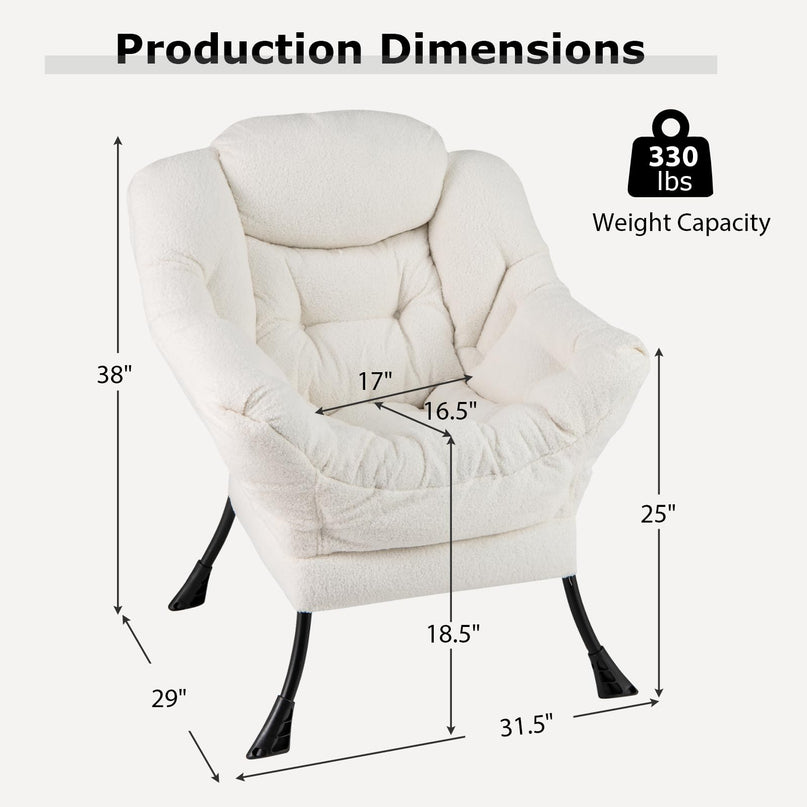 Giantex Set of 1/2 Lazy Chairs, Modern Sherpa Accent Chair w/Upholstered Single Sofa Chair w/Armrests & Side Pocket