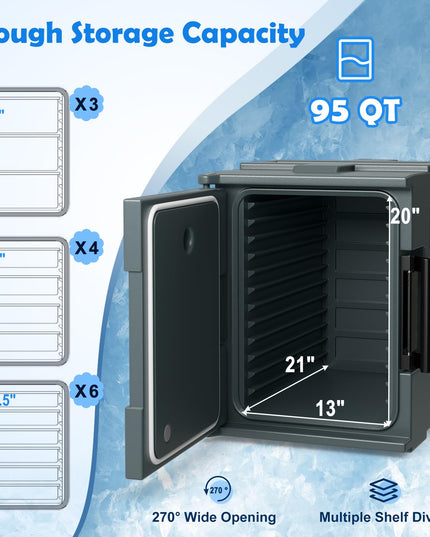Giantex Hot Box Food Warmer - 95 Quart Front Loading Insulated Food Pan Carrier, for 6 Full Size Pans