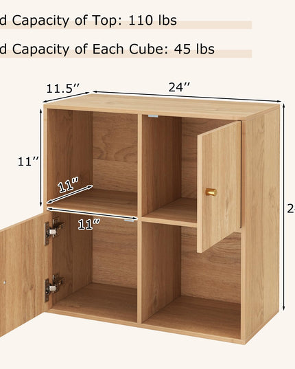 Giantex 4 Cube Bookcase, 2-Tier Freestanding Book Shelf with Open Compartments
