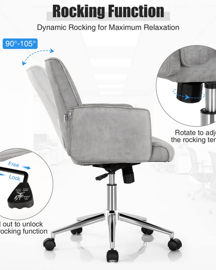 PU Leather Leisure Armchair Swivel Accent Chair with Upholstered and Rocking Function