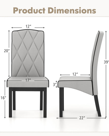 Giantex Upholstered Dining Chairs Set of 2, Tufted Fabric Dining Room Chairs w/High Backrest, High-density Sponge Cushion, Solid Rubber Wood Frame