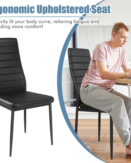 Giantex Set of 4 Dining Chairs, Upholstered Dining Side Chairs with Stain-Proof PVC Leather