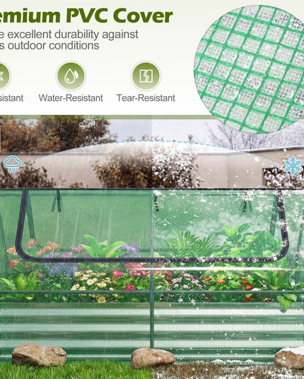 Giantex 3-in-1 Metal Raised Garden Bed with Greenhouse Cover