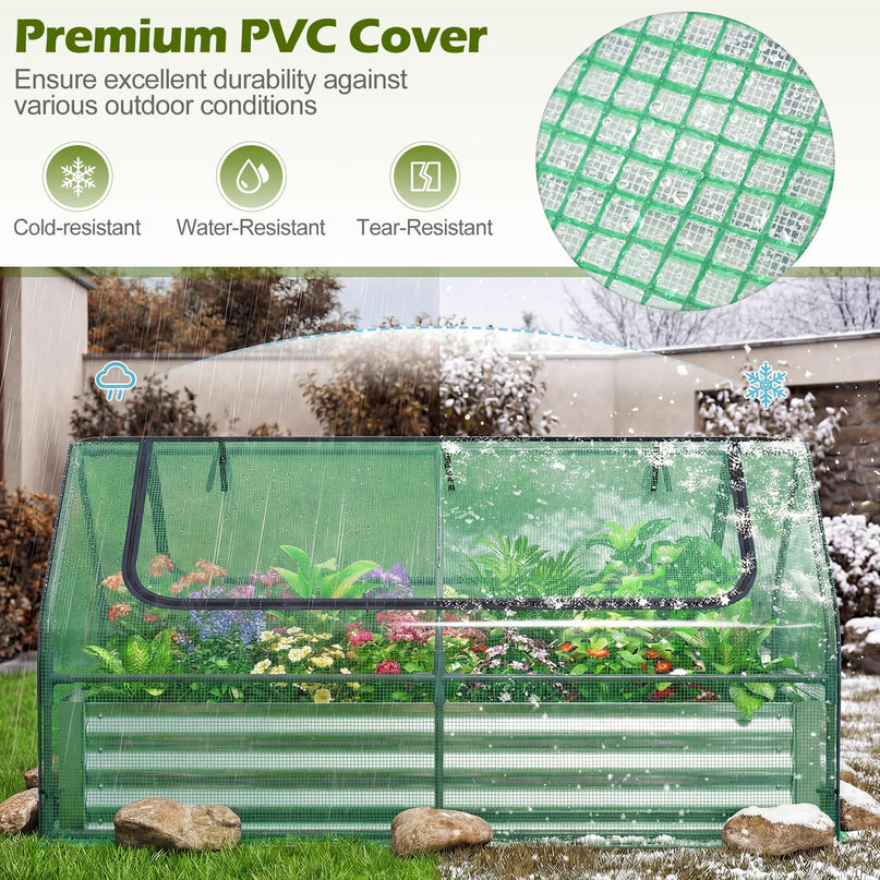 Giantex 3-in-1 Metal Raised Garden Bed with Greenhouse Cover