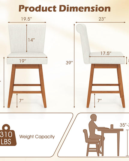 Giantex Modern Upholstered Bar Stools Set
