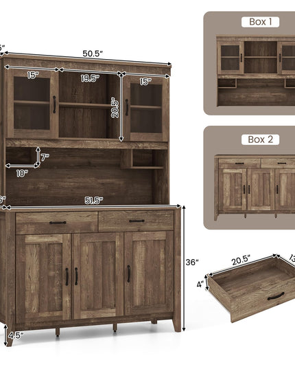 Giantex Kitchen Pantry Cabinet, 78.5” Tall Buffet Hutch Cabinet with Microwave Countertop