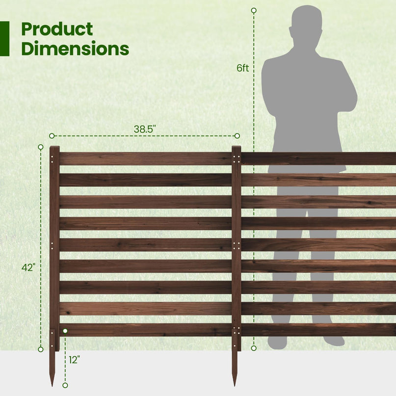 GIANTEX 2/3/4-Panel Outdoor Wood Privacy Screen Air Conditioner Fence