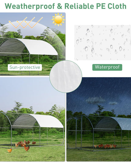 Giantex Metal Chicken Coop, Galvanized Walk-in Chicken Run with Waterproof PE Cover, Dome
