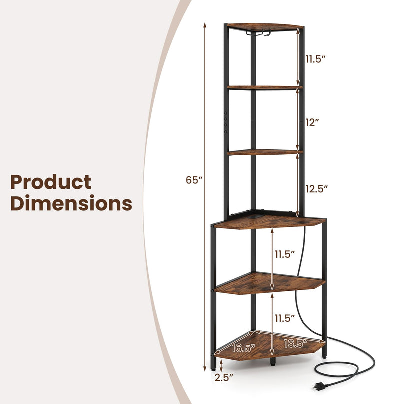 Giantex 6-Tier Kitchen Corner Shelf with 16 Color LED Lights