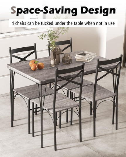 Giantex 5-Piece Dining Table Set, Modern Rectangular Dining Table & 4 Dining Chairs Set with Metal Frame