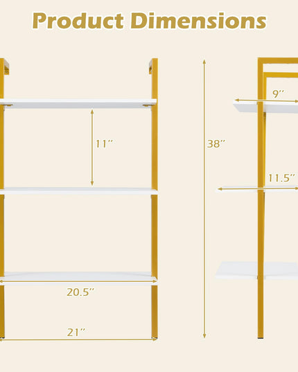 Giantex Ladder Shelf 3-Tier Wood Wall Mounted Bookshelf(1/2)