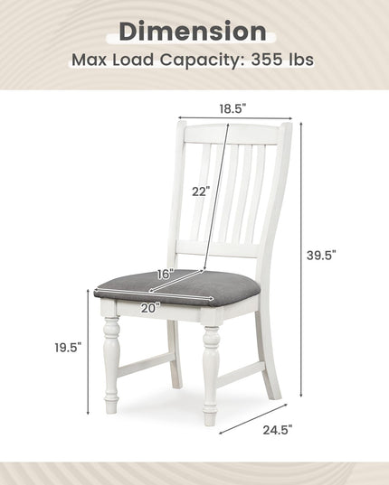 Giantex Wood Dining Chairs Set of 2, Farmhouse Kitchen Chairs with Solid Wood Frame, Max Load 355 Lbs