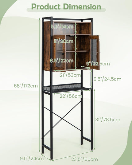 Giantex Over-The-Toilet Storage Cabinet, Bathroom Storage Organizer Above Toilet with Heavy-Duty Metal Frame