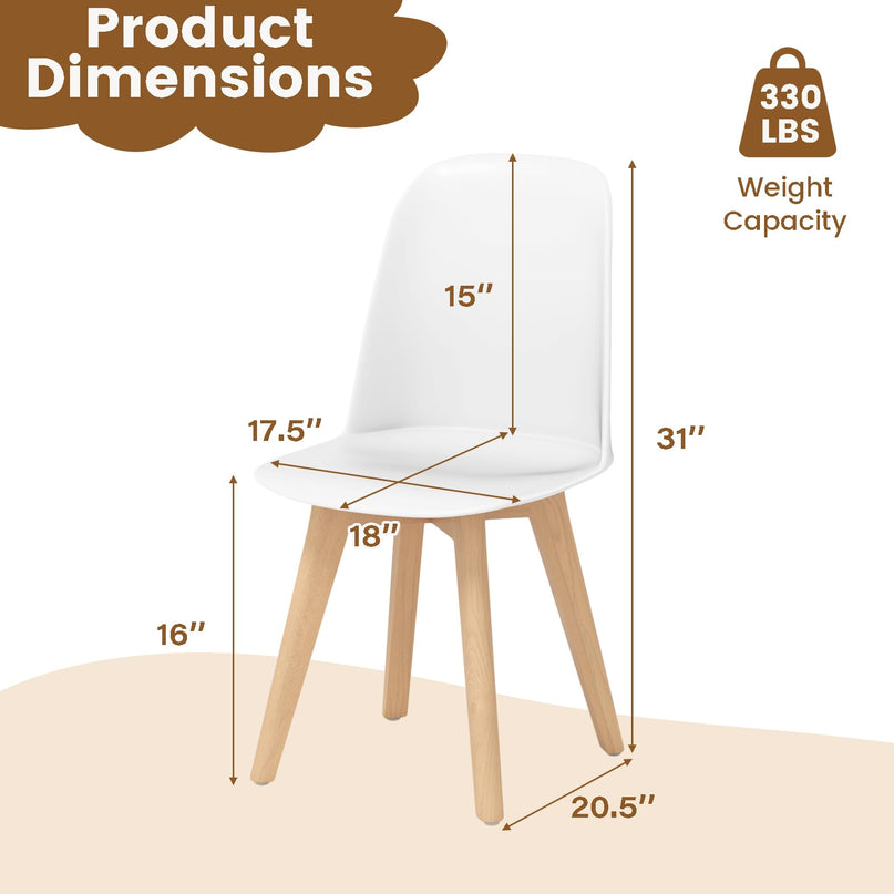 Giantex Modern Dining Chairs Set of 2/4 w/Solid Beech Wood Legs