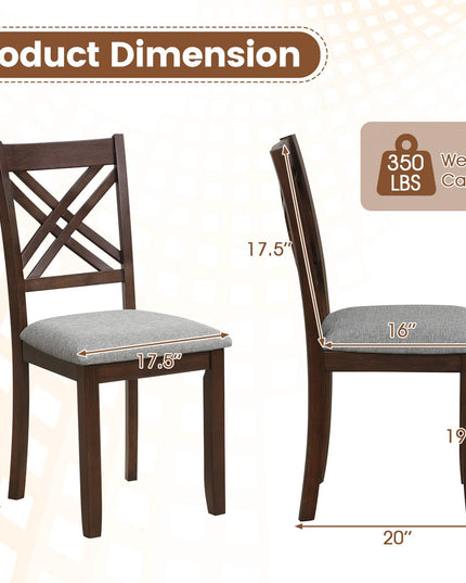 GIANTEX Farmhouse X-Back Upholstered Wood Dining Chairs Set of 2/4