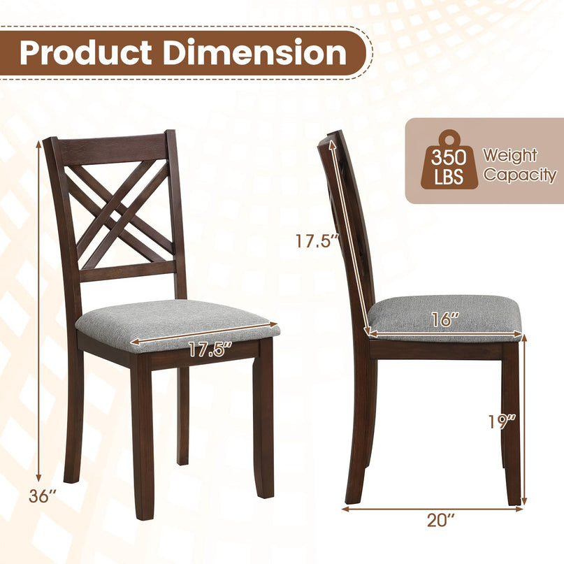 GIANTEX Farmhouse X-Back Upholstered Wood Dining Chairs Set of 2/4